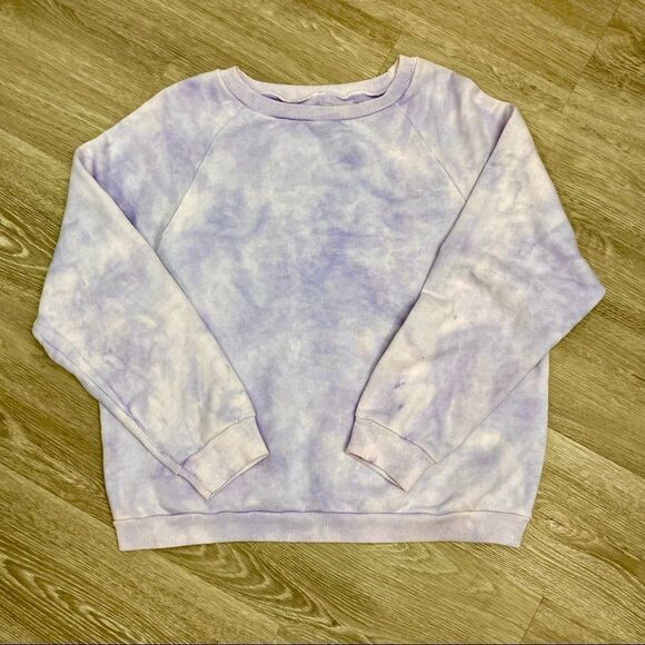 Nili Lotan Classic Crew Neck T Light Lavender Crop Tie Dye Sweatshirt Essential - Picture 4 of 7